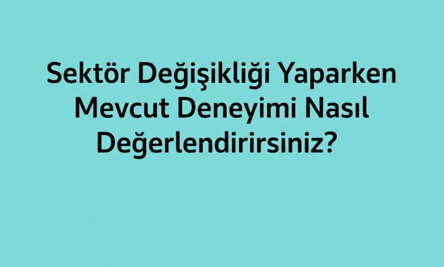 Sektör Değişikliği Yaparken Mevcut Deneyimi Nasıl Değerlendirirsiniz?
