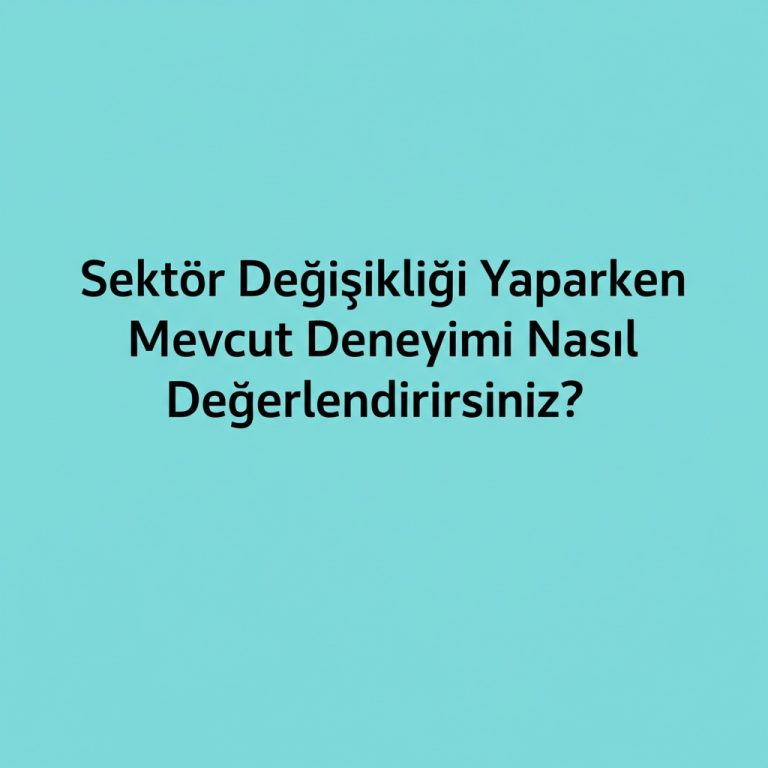 Sektör Değişikliği Yaparken Mevcut Deneyimi Nasıl Değerlendirirsiniz?